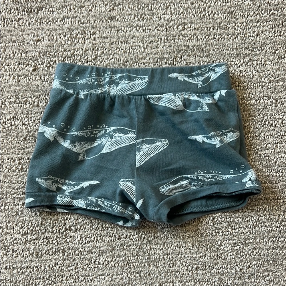 Kate Quinn Gray Whale Print Kids Shorts